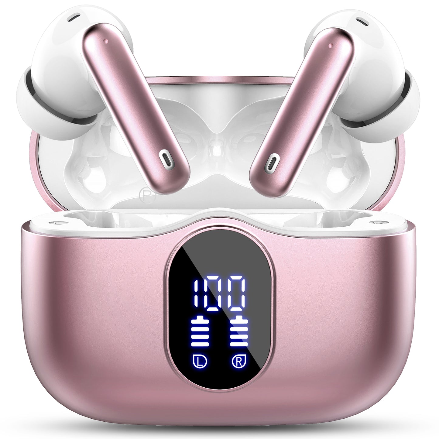 Aptkdoe Wireless Earbuds, Bluetooth 5.4 Headphones Bass Stereo, Ear Buds with Noise Cancelling Mic LED Display, 36H Playtime in Ear Earphones, IP7 Waterproof Sport Headset for Android iOS