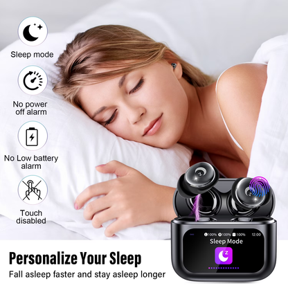 Btootos Sleep Earbuds Bluetooth 5.4 in Ear Smart Touch Screen Headphones, 48H Noise Cancelling Ear Buds with 5 EQ Modes, Mini Wireless Headphones Small Design for Side Sleepers, Clear Calls Earphones, IPX7