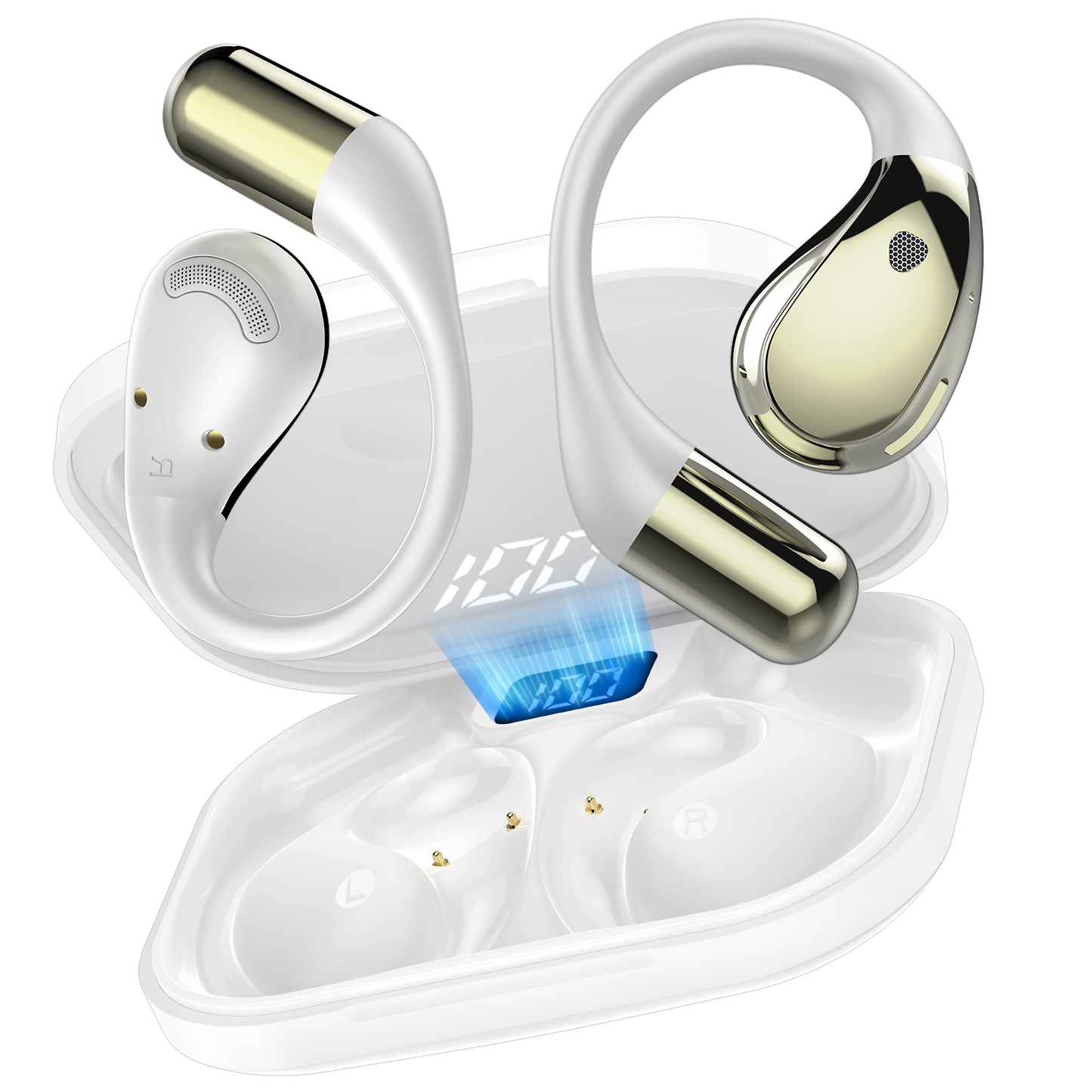Geryst Open Ear Earbuds, Non-In-Ear Comfortable Earhook Wireless Earbuds with Bluetooth 6.0 and ENC Clear Calls, 48H Playtime, Bluetooth Headphones for Sport, Travel & Daily Wear, Waterproof Earphones