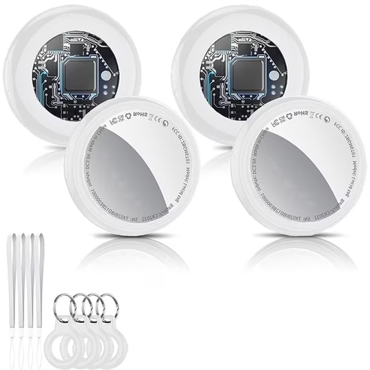 Bluetooth Tracker, Smart Air Tracker Tags-4 Pack, Key Finder and Item Locator Works with Apple Find My (iOS Only), with Protective Case/Key Ring/Lanyard, Tracker Tag for Keys/Luggage/Wallet, etc.