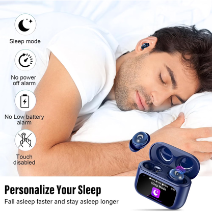 Sleep Earbuds Bluetooth 5.4 in Ear Smart Touch Screen Headphones, 48H Noise Cancelling Ear Buds with 5 EQ Modes, Mini Wireless Headphones Small Design for Side Sleepers, Clear Calls Earphones, IPX7