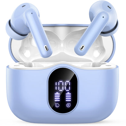 Aptkdoe Wireless Earbuds, Bluetooth 5.4 Headphones Bass Stereo, Ear Buds with Noise Cancelling Mic LED Display, 36H Playtime in Ear Earphones, IP7 Waterproof Sport Headset for Android iOS