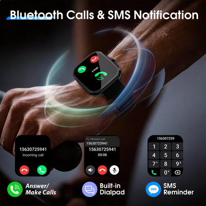 Smart Watch for Men Women, 1.91" HD Smartwatch Fits for Android and iPhone, Fitness Tracker with Bluetooth Answer/Make Calls/120+Sports Modes/IP68 Waterproof/Sleep/Pedometer, Perfect Gift
