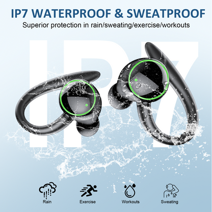 Wireless Earbuds, Bluetooth 5.4 Sports Headphones, 50H Playback Over Ear Earbuds with ENC Noise Cancelling Mic, Deep Bass Fitness Earphones Gym Running Workout with Earhooks, IP7 Waterproof Headset