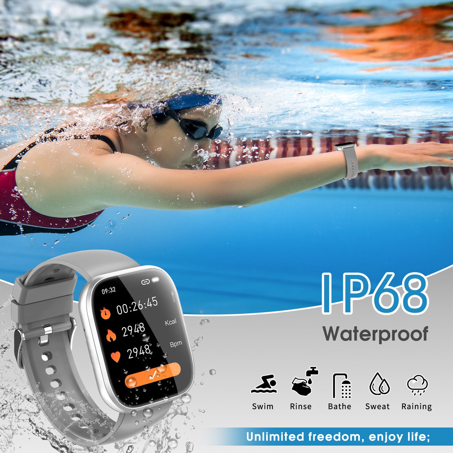 Smart Watch for Men Women Bluetooth Call, 1.85" HD Touch Screen Fitness Watch with Sleep Monitor, 112+ Sports Modes, IP68 Waterproof Activity Trackers for Android iOS