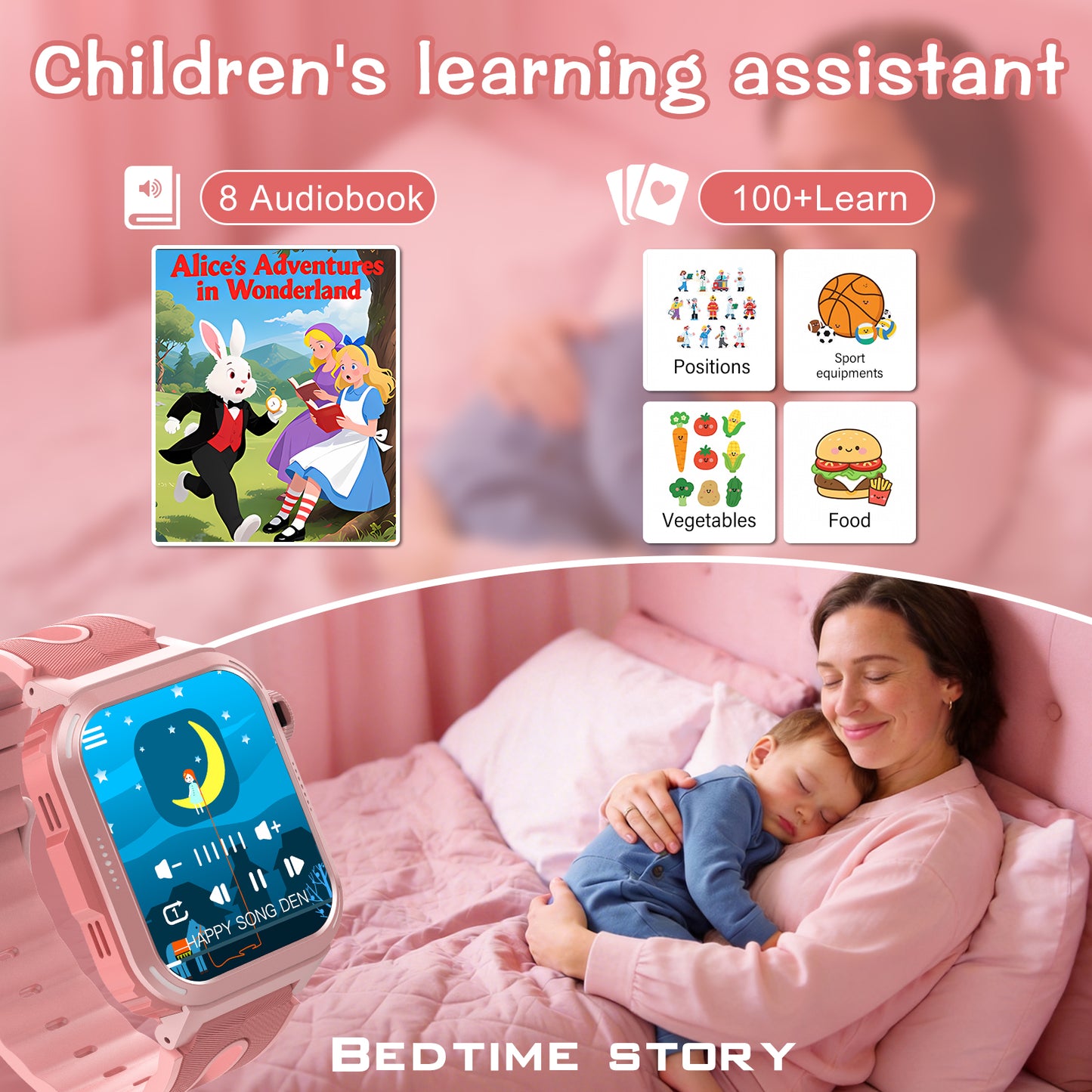 Coucur Kids Smart Watch with Classroom Mode, 1.83 HD Touch Screen Smartwatch for Kids, Learn Cards, Camera, Music Player, 14 Puzzle Games, 100 Sports Modes, IP68 Waterproof, Best Gift for Kids