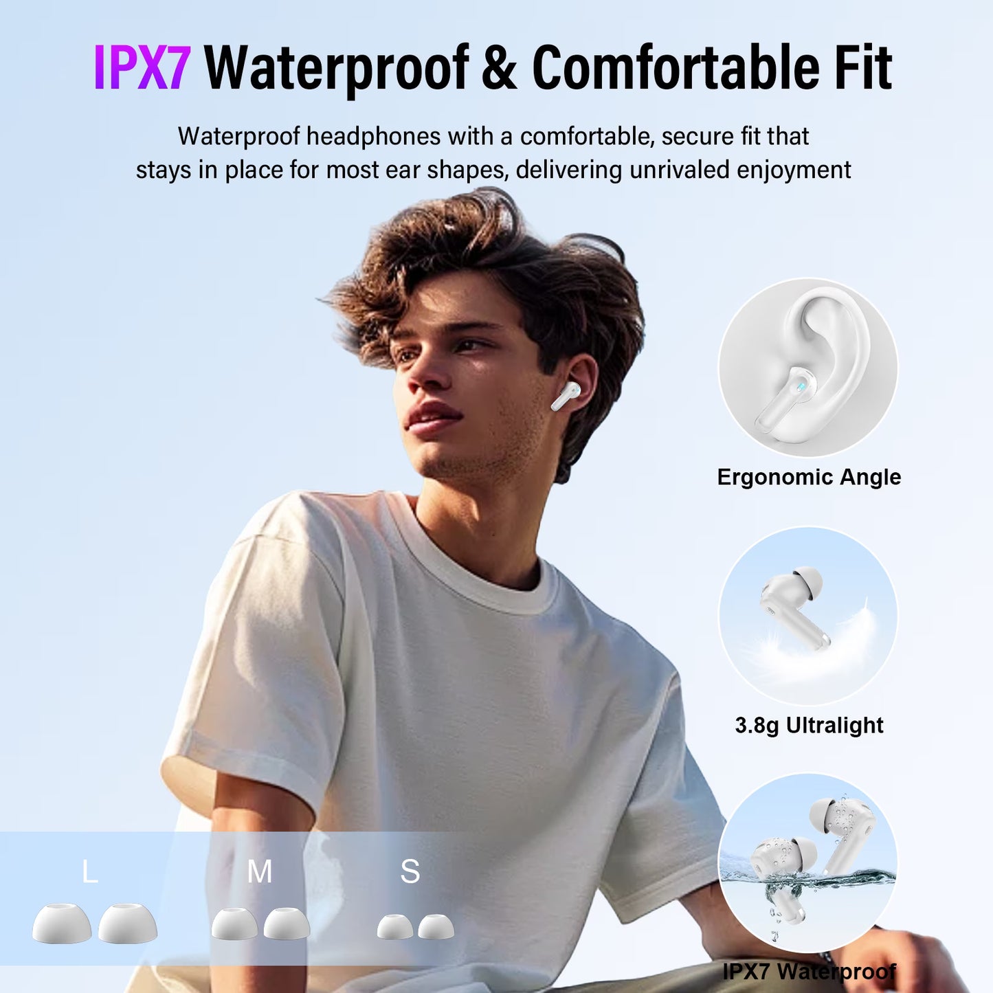 Btootos Touch Screen Wireless Earbuds, Bluetooth 5.4 Ear Buds with Multifunctional with ENC Noise Cancelling MicClear Calls Earphones, 48H Bass Stereo Headphones, IP7 Waterproof Headphones for Workout