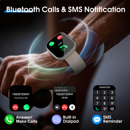 Smart Watch for Men Women, 1.91" HD Smartwatch Fits for Android and iPhone, Fitness Tracker with Bluetooth Answer/Make Calls/120+Sports Modes/IP68 Waterproof/Sleep/Pedometer, Perfect Gift