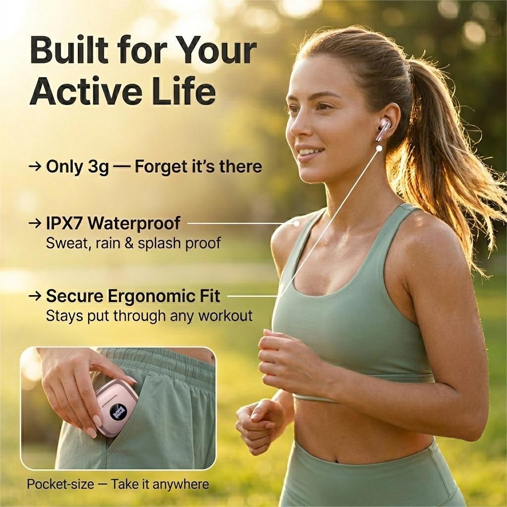 Btootos Wireless Earbuds, Bluetooth 5.4 Ear Buds with 4 ENC Noise Cancelling Mics, 40H Playtime, LED Power Display, 13mm Hi-Fi Stereo, IPX7 Waterproof Headphones for iPhone Android