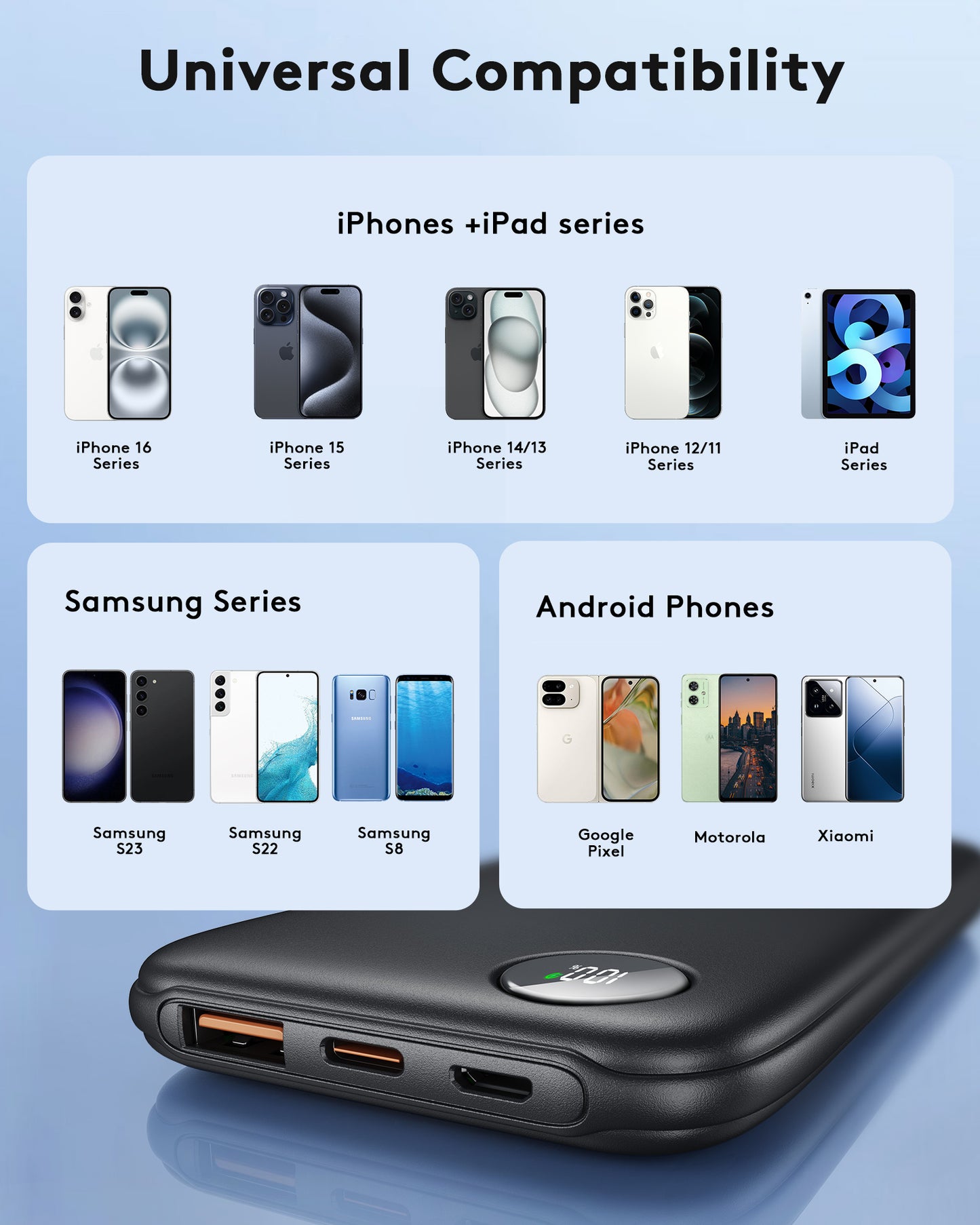 Btootos Fast Charging Power Bank, 10000mah Portable Charger for iPhone, 22.5W USB C in&Out Battery Pack Phone Charger Portable, Slim Powerbank for iPhone 17/16/15 Series, Samsung, Google,Android