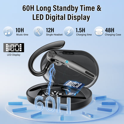 BTOOTOS Bluetooth Headset, Single-Ear Bluetooth Earpiece with ENC Mic with HiFi Stereo Sound, 72 Hours Talking Time Wireless Headset V5.3 with 400mAh Charging Case for iOS Android Cell Phones, Black