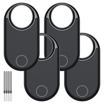 Aptkdoe Air Tracker Tag (iOS Only)-4 Pcs, Smart Item Finder Work with Apple Find My for Luggage, Keys, Bags, Pets, Wallet, Bluetooth Tracker/ Key Finder and Item Locator Smart Tag Replaceable Battery, Black