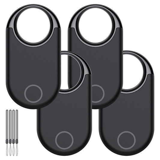 Aptkdoe Air Tracker Tag (iOS Only)-4 Pcs, Smart Item Finder Work with Apple Find My for Luggage, Keys, Bags, Pets, Wallet, Bluetooth Tracker/ Key Finder and Item Locator Smart Tag Replaceable Battery, Black
