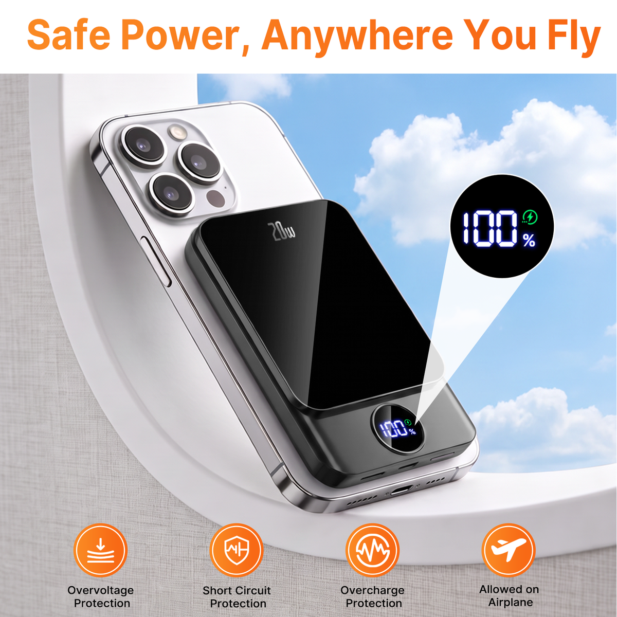 Btootos Magnetic Wireless Portable Charger, 10000mAh Power Bank with PD20w Fast Charging, USB C in&Out Battery Pack, Compatible with Mag-Safe for iPhone 18/17/16/15/14/13 Series, Samsung, Android, and More