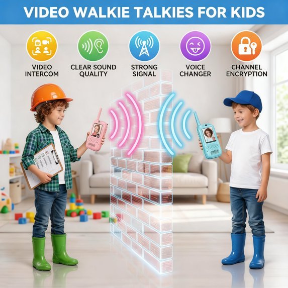TGGPL Walkie Talkies for Kids Pack of 2, Rechargeable Long Range Two Way Radios Toys for Boys Girls Age 3-5, Outdoor Adventure Camping Hiking, Birthday with Pink Blue Design