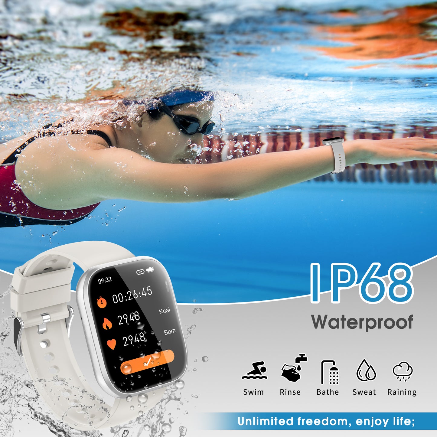 Smart Watch for Men Women Bluetooth Call, 1.85" HD Touch Screen Fitness Watch with Sleep Monitor, 112+ Sports Modes, IP68 Waterproof Activity Trackers for Android iOS