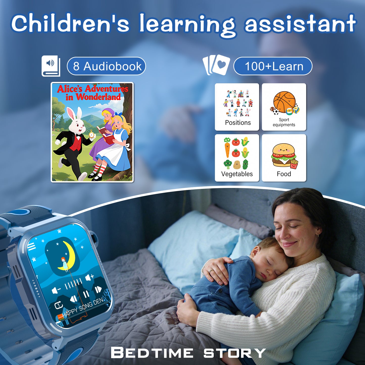 Coucur Kids Smart Watch with Classroom Mode, 1.83 HD Touch Screen Smartwatch for Kids, Learn Cards, Camera, Music Player, 14 Puzzle Games, 100 Sports Modes, IP68 Waterproof, Best Gift for Kids