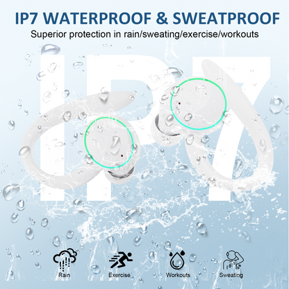 Wireless Earbuds, Bluetooth 5.4 Sports Headphones, 50H Playback Over Ear Earbuds with ENC Noise Cancelling Mic, Deep Bass Fitness Earphones Gym Running Workout with Earhooks, IP7 Waterproof Headset