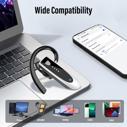 Btootos Bluetooth Headset V5.4, Single-Ear Wireless Earpiece with ENC Noise Canceling Mic, 20Hrs Call Time Handsfree Wireless Earbuds, 180 Hrs Standby Time Headphones for iOS Android /Office/Drivin