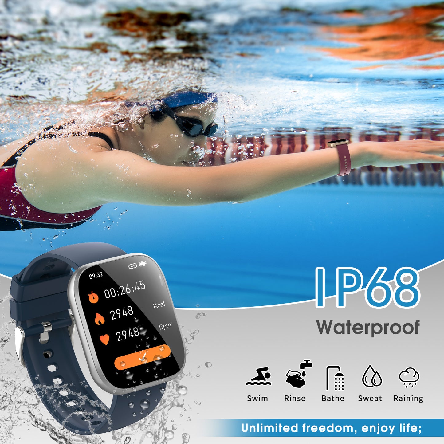 Smart Watch for Men Women Bluetooth Call, 1.85" HD Touch Screen Fitness Watch with Sleep Monitor, 112+ Sports Modes, IP68 Waterproof Activity Trackers for Android iOS