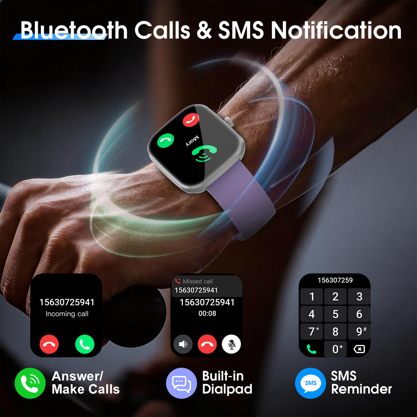 Smart Watch for Men Women, 1.91" HD Smartwatch Fits for Android and iPhone, Fitness Tracker with Bluetooth Answer/Make Calls/120+Sports Modes/IP68 Waterproof/Sleep/Pedometer, Perfect Gift