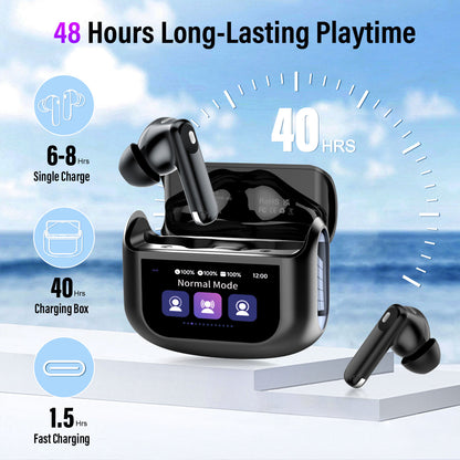 Aptkdoe Touch Screen Wireless Earbuds, Bluetooth 5.4 Ear Buds with Multifunctional with ENC Noise Cancelling MicClear Calls Earphones, 48H Bass Stereo Headphones, IP7 Waterproof Headphones for Workout