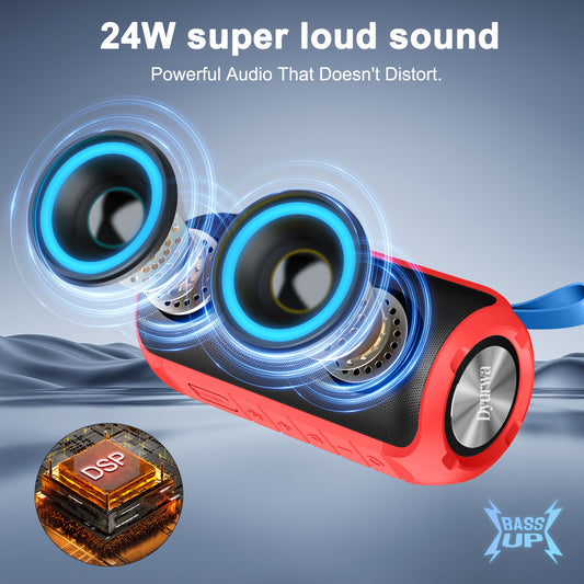 Geryst Portable Bluetooth Speaker, Bluetooth 5.3 Wireless Speaker, IPX7 Waterproof Outdoor Speaker, 24W Loud Stereo Sound, 12H Playtime, 7 Colorful RGB Lights for Outdoor/Home/Party, Gift Ideas
