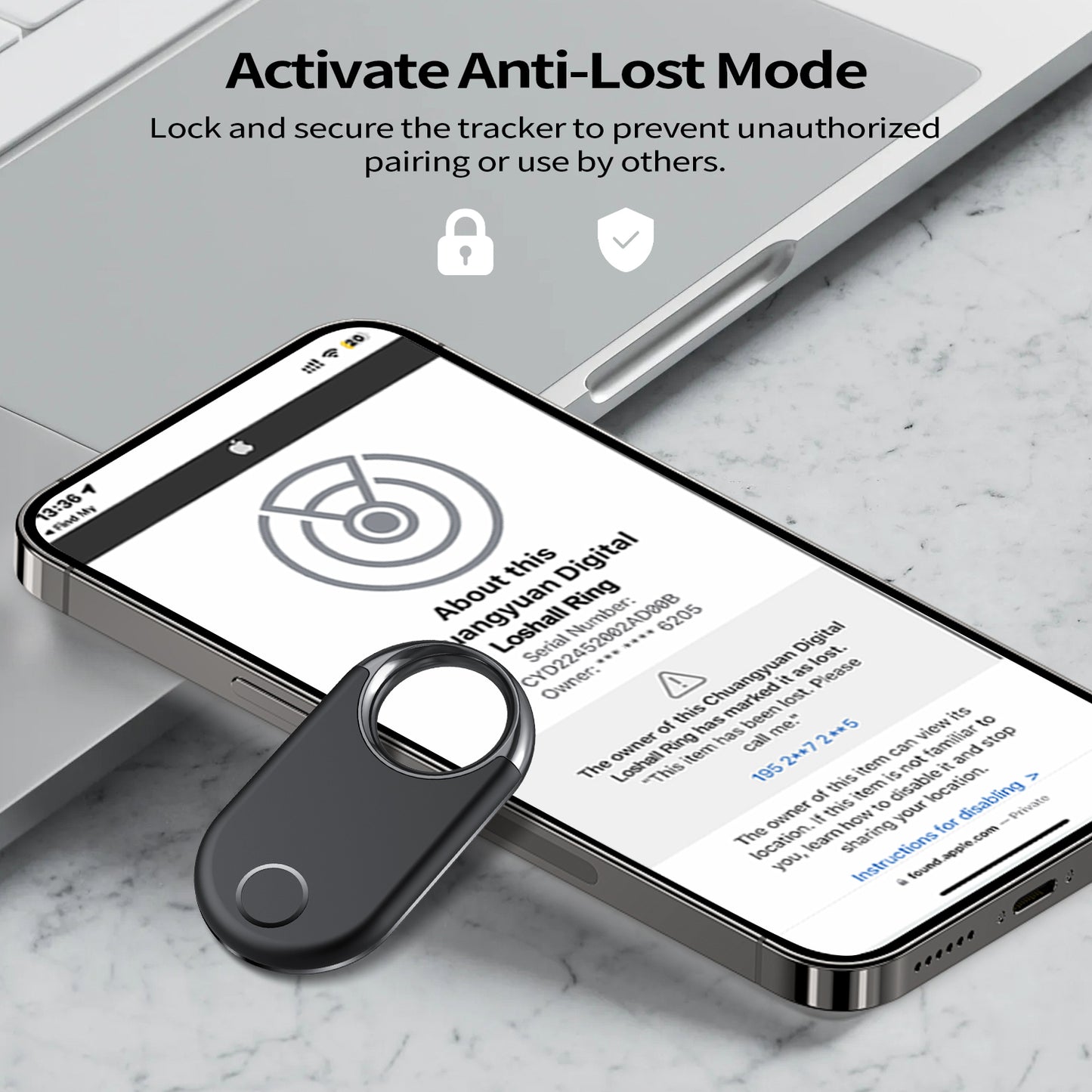 Aptkdoe Air Tracker Tag (iOS Only)-4 Pcs, Smart Item Finder Work with Apple Find My for Luggage, Keys, Bags, Pets, Wallet, Bluetooth Tracker/ Key Finder and Item Locator Smart Tag Replaceable Battery, Black