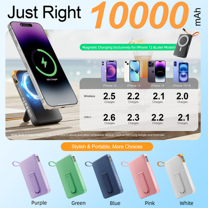 Btootos Magnetic Wireless Portable Charger, 10000mAh Power Bank 22.5W Fast Charging Battery Pack Compatible with iPhone 18/17/16/15/14/13 Pro Series, Black