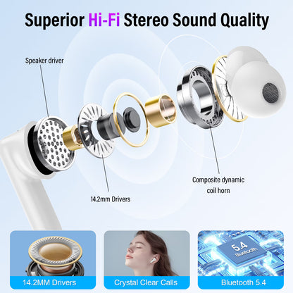Btootos Touch Screen Wireless Earbuds, Bluetooth 5.4 Ear Buds with Multifunctional with ENC Noise Cancelling MicClear Calls Earphones, 48H Bass Stereo Headphones, IP7 Waterproof Headphones for Workout
