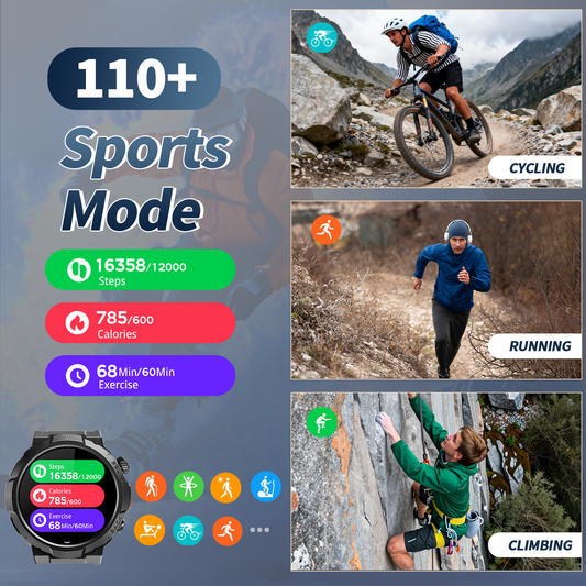 Geryst Smart Watches for Men (Answer/Make Call), 1.53" HD Military Smartwatch, 50+ Days Extra-Long Battery Life Fitness Tracker, Flashlight/110+Sports/Sleep Monitor/IP68 Waterproof Android Ios
