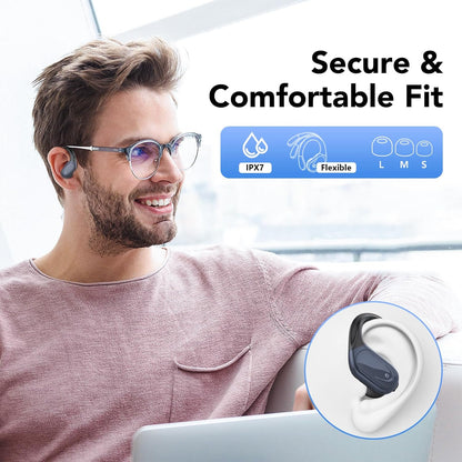 KHNIT Wireless Earbuds Bluetooth 5.3 Headphones 60hrs Playtime with Digital Display Sports Wireless Headphones with Earhook Deep Bass IPX7 Waterproof Over-Ear Earbuds for Android iOS Workout