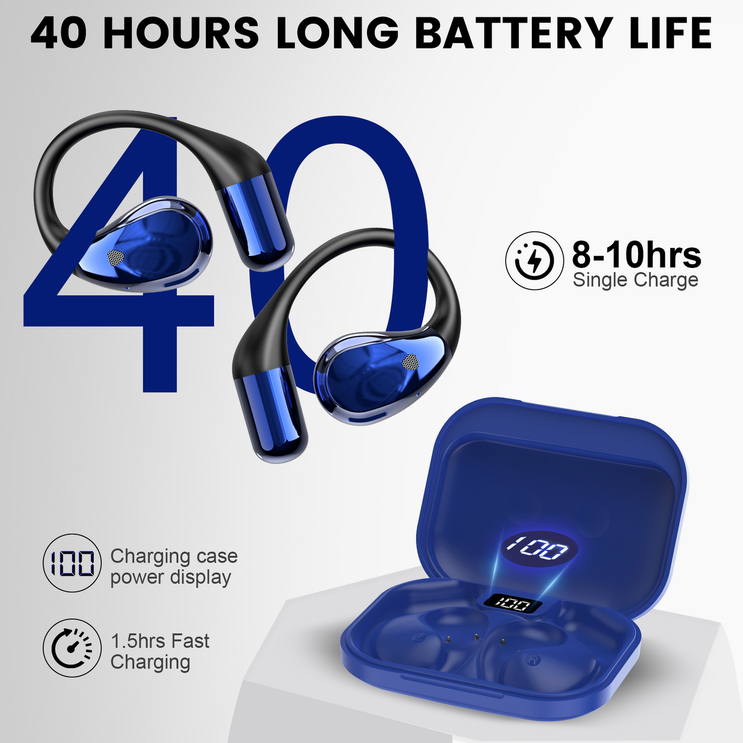 Btootos Open Ear Earbuds, Non-In-Ear Comfortable Earhook Wireless Earbuds with Bluetooth 6.0 and ENC Clear Calls, 48H Playtime, Bluetooth Headphones for Sport, Travel & Daily Wear, Waterproof Earphones