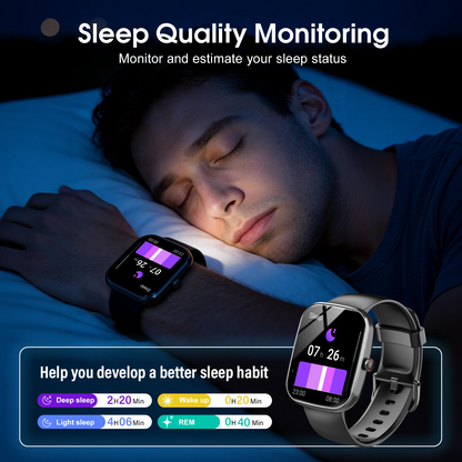 Smart Watch for Men Women, 1.91" HD Smartwatch Fits for Android and iPhone, Fitness Tracker with Bluetooth Answer/Make Calls/120+Sports Modes/IP68 Waterproof/Sleep/Pedometer, Perfect Gift