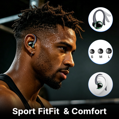 Btootos Wireless Earbuds, Bluetooth 5.4 Sports Headphones, 50H Playback Over Ear Earbuds with ENC Noise Cancelling Mic, Deep Bass Fitness Earphones Gym Running Workout with Earhooks, IP7 Waterproof Headset