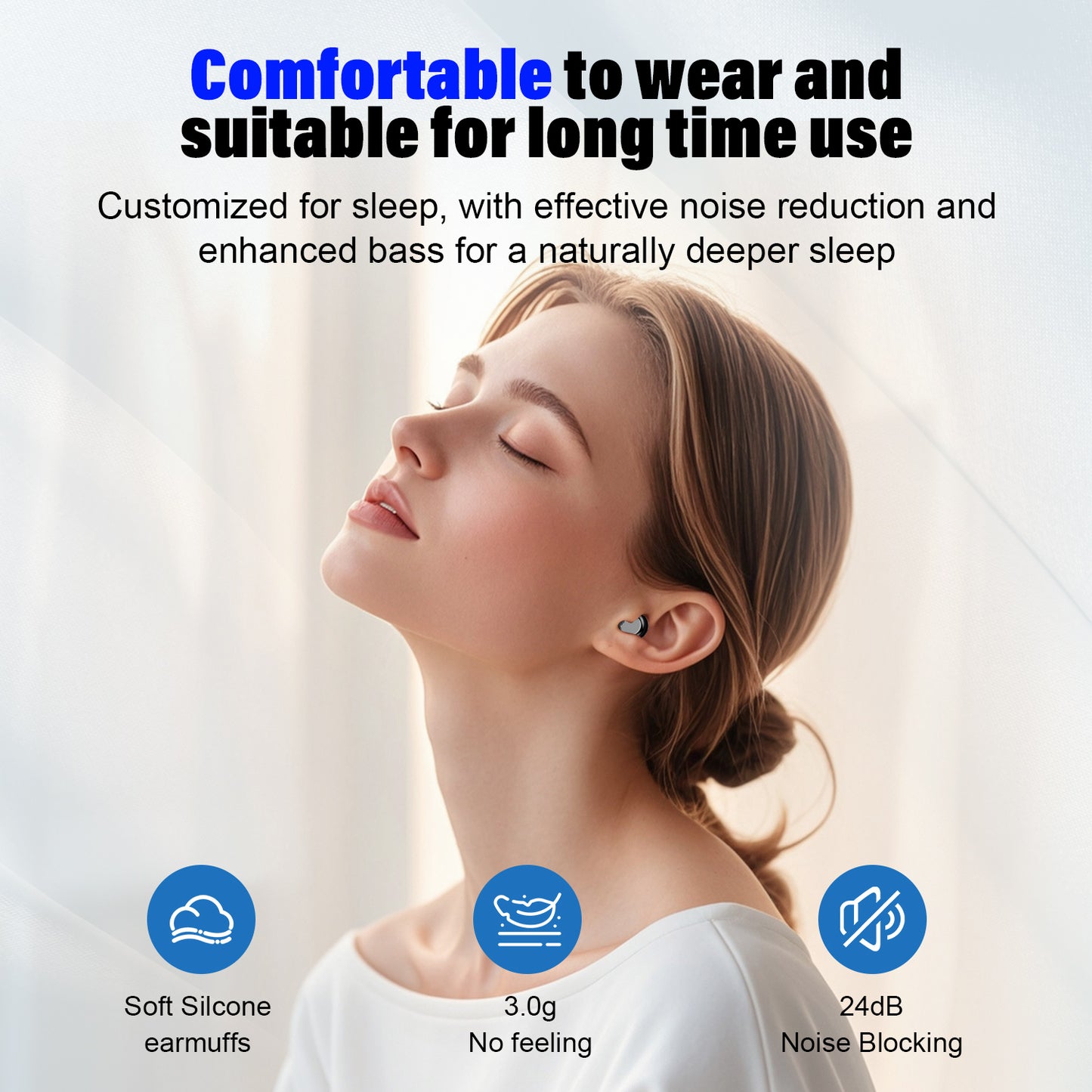 Sleep Earbuds for Side Sleepers,Noise Blocking Sleep Headphones,Mini Sleep Headphones Small Design ,Bluetooth 5.4 in Ear Light-Weight Headphones, Clear Calls Earphones, 47HPlaytime with Charging Case