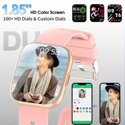 Smart Watch for Men Women, 1.85-inch HD Fitness Tracker with Bluetooth Calls, Sleep Tracking, 110+ Sports Modes, IP68 Waterproof, Android and iPhone