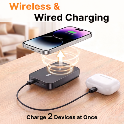 Btootos Magnetic Wireless Portable Charger, 10000mAh Power Bank with PD20w Fast Charging, USB C in&Out Battery Pack, Compatible with Mag-Safe for iPhone 18/17/16/15/14/13 Series, Samsung, Android, and More