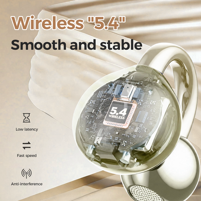 Clip on Earbuds Bluetooth 5.4, Open Ear earbuds Wireless with Mic, Lightweight Comfort, Small-Ear Friendly Bluetooth Earbuds, 60H Sport Ear Buds, IP7 Waterproof Noise Cancelling Headphones