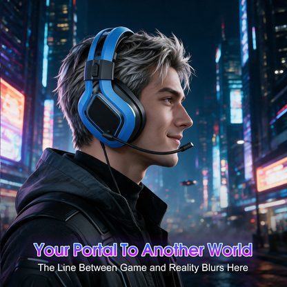Geryst Gaming Headset with Microphone for PS4, PS5, Xbox Headset, 7.1 Surround Sound Sound, Noise Canceling Mic, 40mm Drivers Soft Earmuffs Over Ear Headphones for Nintendo, Xbox Series X/S, Laptop, Blue