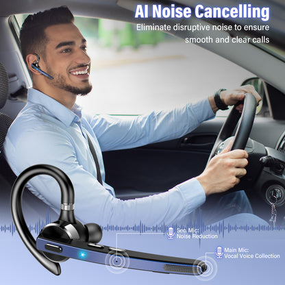 Btootos Bluetooth Headset, Single-Ear Bluetooth Earpiece with ENC Mic with HiFi Stereo Sound, 90 Hours Talking Time Wireless Headset V5.3 with 400mAh Charging Case for iOS Android Cell Phones, Black