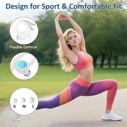 Wireless Earbuds, Bluetooth 5.4 Sports Headphones, 50H Playback Over Ear Earbuds with ENC Noise Cancelling Mic, Deep Bass Fitness Earphones Gym Running Workout with Earhooks, IP7 Waterproof Headset