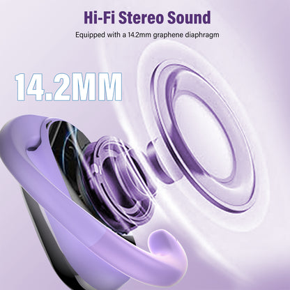 Open Ear Earbuds, Bluetooth 5.4 Headphones, HD Stereo Bass Wireless Earphones with Earhooks, 58Hrs Playtime, IP7 Waterproof for Fitness, Cycling, Sports