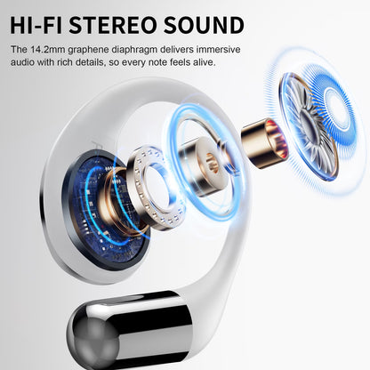Btootos Open Ear Earbuds, Non-In-Ear Comfortable Earhook Wireless Earbuds with Bluetooth 6.0 and ENC Clear Calls, 48H Playtime, Bluetooth Headphones for Sport, Travel & Daily Wear, Waterproof Earphones