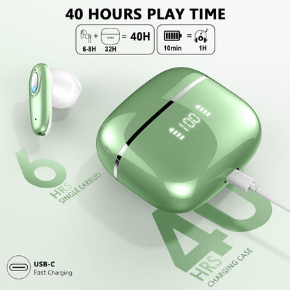 Mugo Wireless Earbuds Bluetooth 5.3 Wireless Headphones with 14.2mm Drivers Hi-Fi Stereo, 4 ENC Mics Bluetooth Earphones, 40Hrs Mini Ear Buds, USB-C/Clear Call/Touch Control/IP7 Waterproof, Green