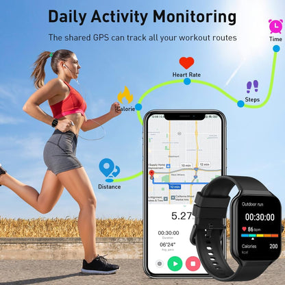 Smart Watch for Android and iPhone, 1.96" Fitness Activity Tracker with 110+ Sport Modes, IP68 Waterproof Smartwatch(Answer/Make Call/Message Reminder) for Men Women, Perfect Gift for Holidays