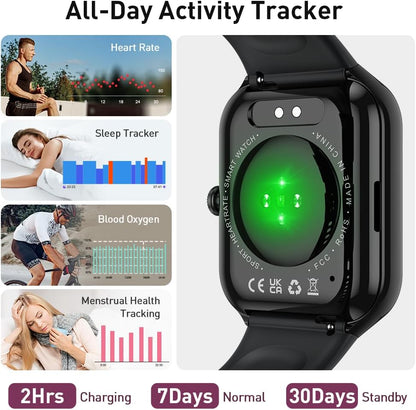 Smart Watch for Android and iPhone, 1.96" Fitness Activity Tracker with 110+ Sport Modes, IP68 Waterproof Smartwatch(Answer/Make Call/Message Reminder) for Men Women, Perfect Gift for Holidays