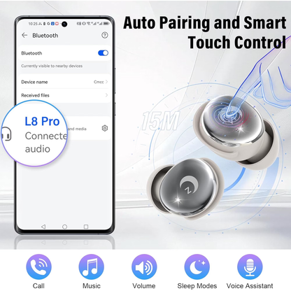 Sleep Earbuds Bluetooth 5.4 in Ear Smart Touch Screen Headphones, 48H Noise Cancelling Ear Buds with 5 EQ Modes, Mini Wireless Headphones Small Design for Side Sleepers, Clear Calls Earphones, IPX7