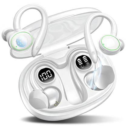 Btootos Wireless Earbuds, Bluetooth 5.4 Sports Headphones, 50H Playback Over Ear Earbuds with ENC Noise Cancelling Mic, Deep Bass Fitness Earphones Gym Running Workout with Earhooks, IP7 Waterproof Headset