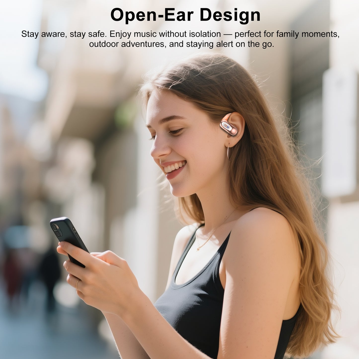 Geryst Open Ear Headphones, Open Ear Earbuds with Comfortable Earhook, 58H HiFi Stereo Bone Conduction Earbuds with Mic, Noise Cancelling,Bluetooth 5.4 Earphones, IP7 Waterproof Wireless Earbuds for Workout